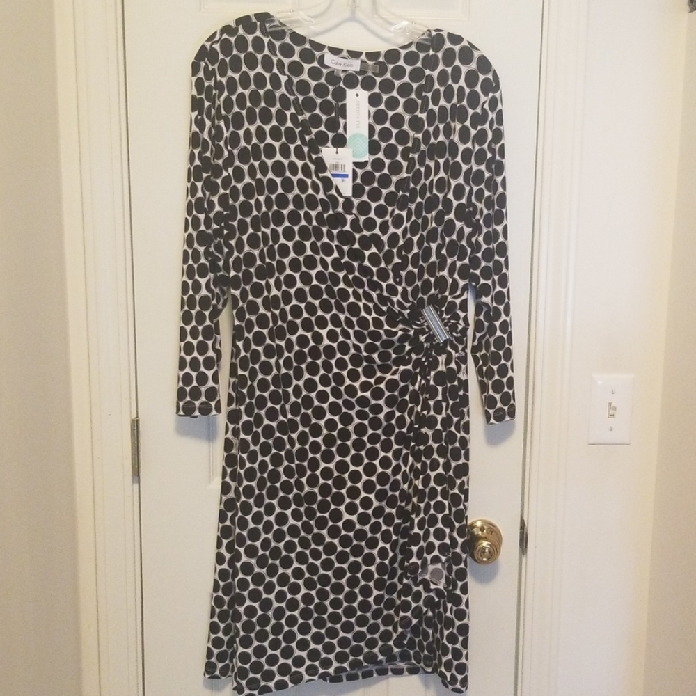 Calvin Klein Faux Wrap Knit Dress - XL
